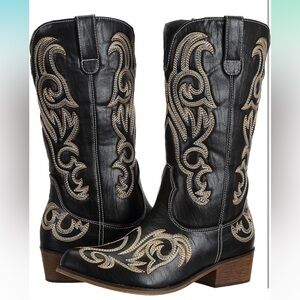 Black Western Embroidered Boots